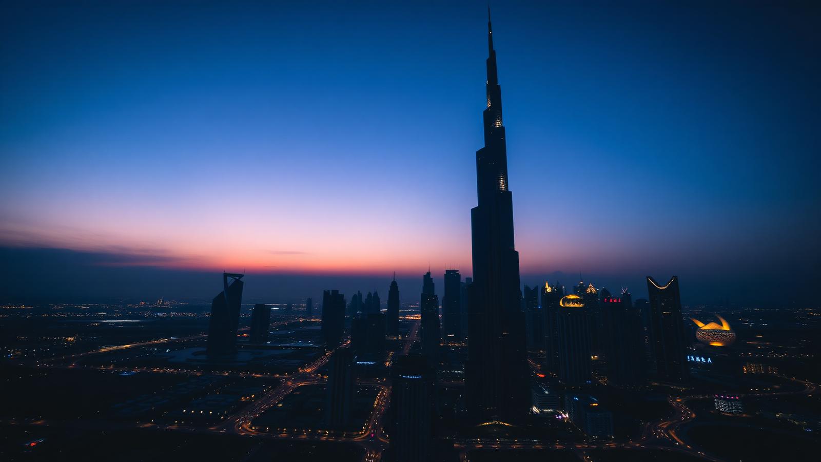 Dubai skyline at twilight